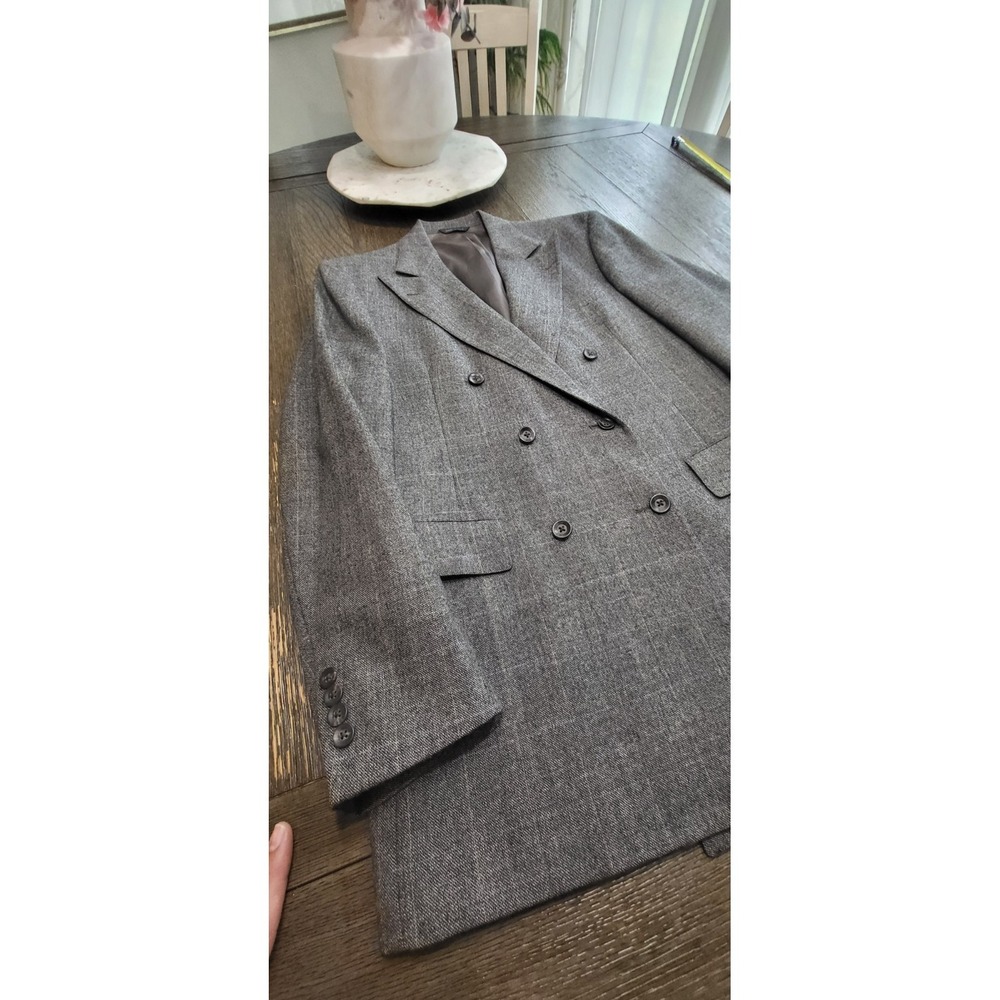 Chaps Ralph Lauren Vintage 90s Blazer Mens 42L Wool Textured Sport Coat Gray - Picture 7 of 16